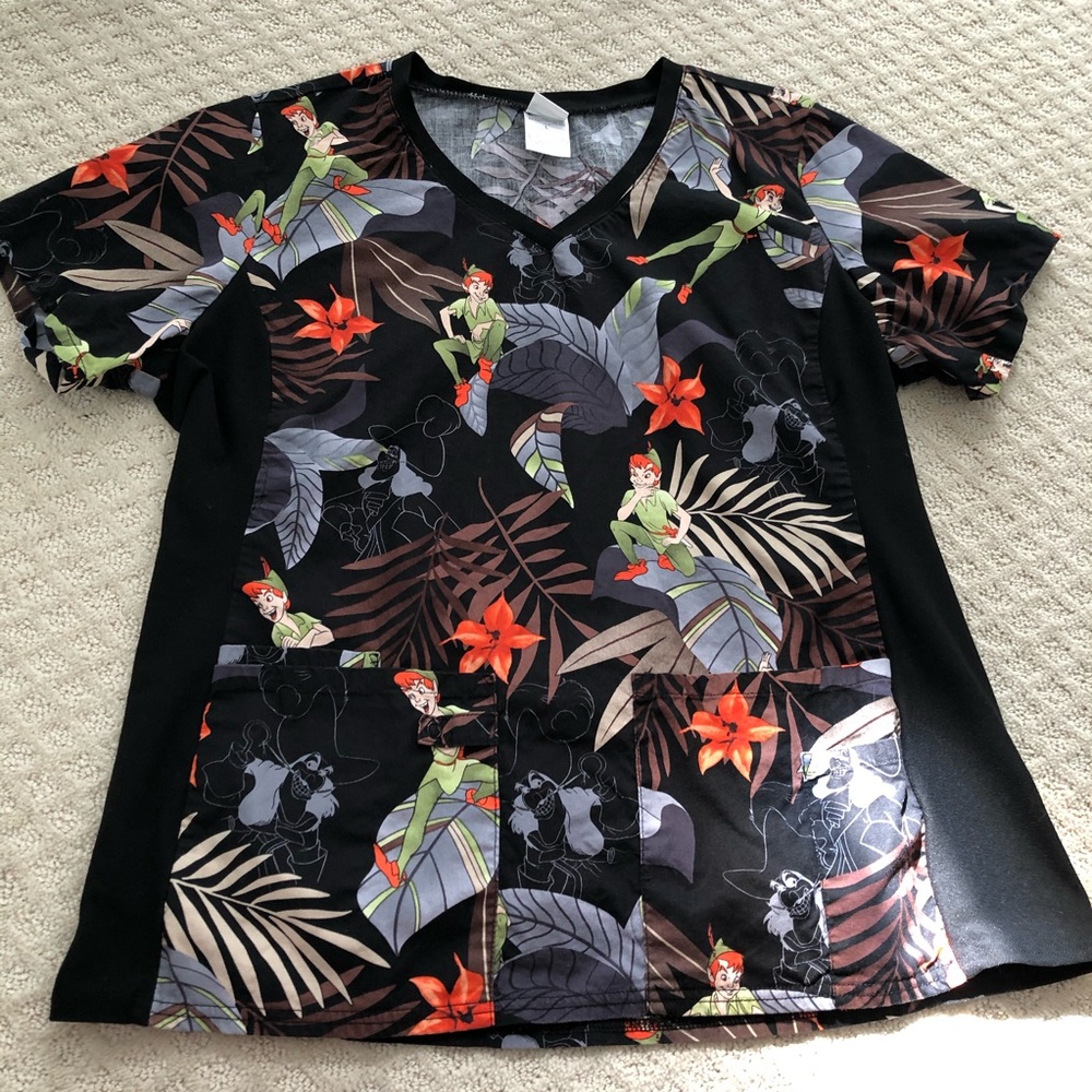 Peter Pan and Captain Hook scrub top size L